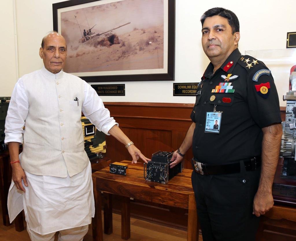 Honourable Raksha Mantri Accepting the Video Downlink Solution on the Occasion of Azadi ka Amrit Mahotsav